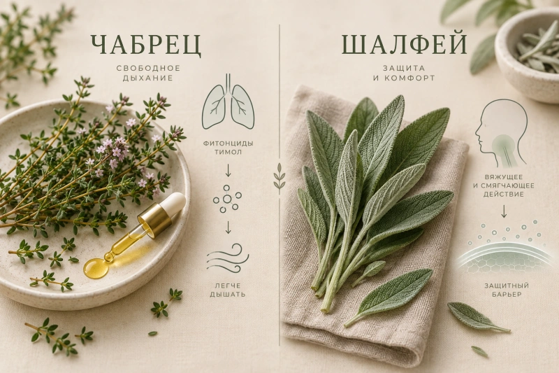Чабрец и шалфей: природная забота о горле и дыхании