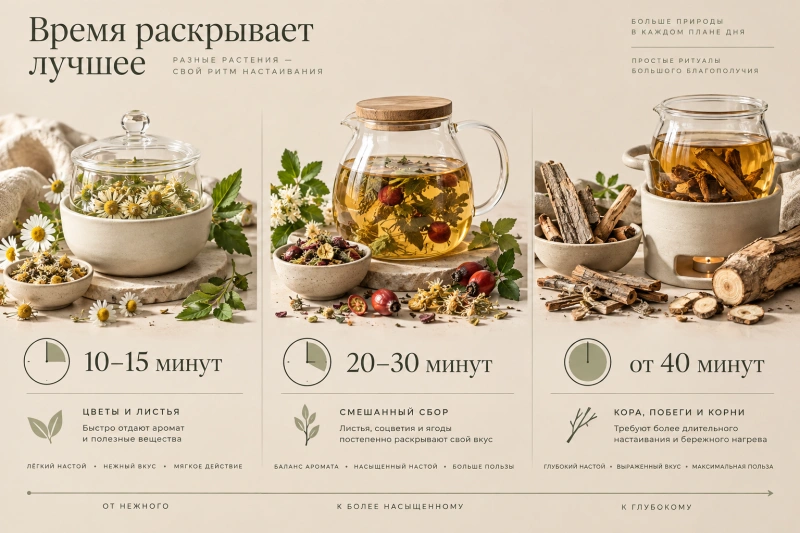 Время настоя: от нежных лепестков до плотных корней
